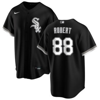 NIKE Men's Luis Robert Chicago White Sox Black Alternate Premium Twill Replica Jersey Official Team Jersey Sports Fan Apparel Official MLB Team Jersey