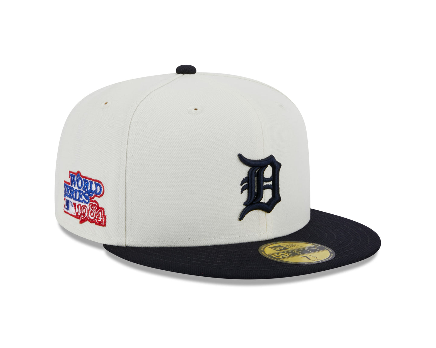 Detroit Tigers 1984 World Series Cream/Navy New Era Retro 59FIFTY Fitted Hat Official Team Hat Sports Fan Cap Official MLB Team Hat Baseball Fan Cap