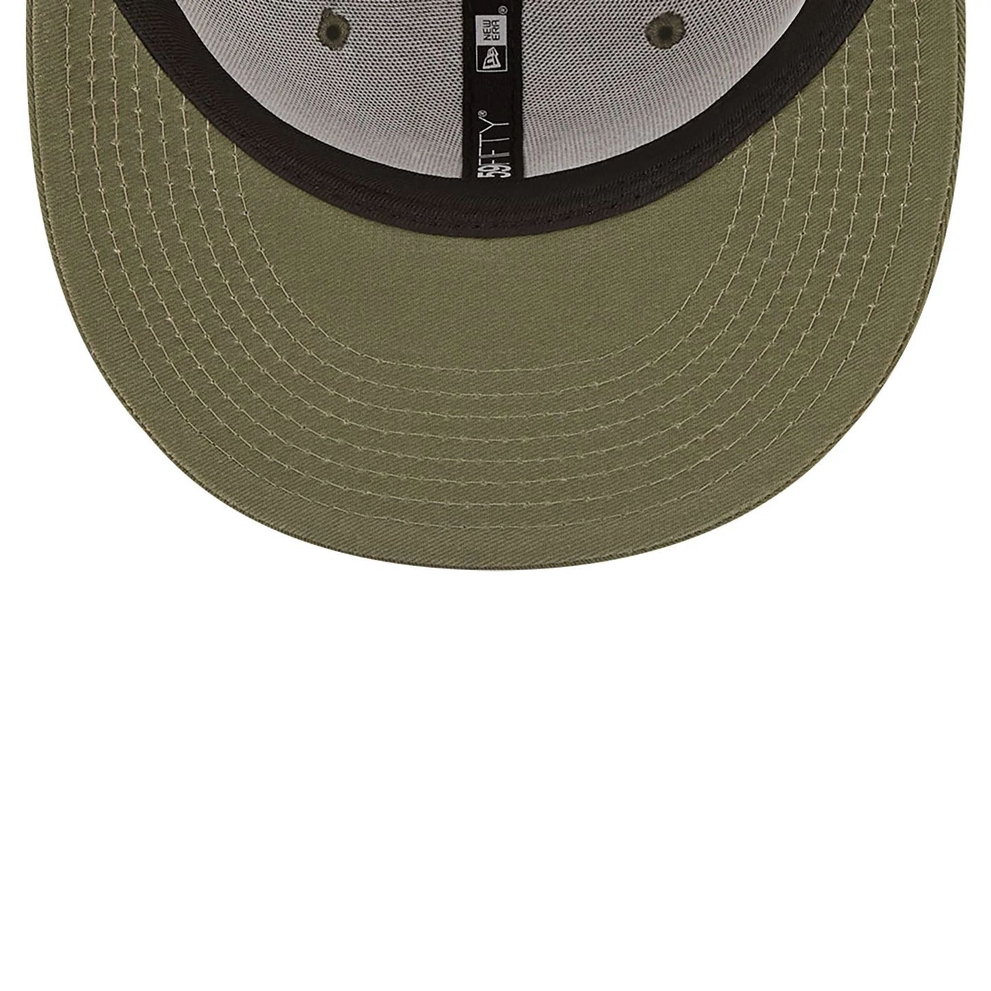 New York Yankees MLB League Essential 59FIFTY Fitted New Era Olive/White Official Team Hat Sports Fan Cap Official MLB Team Hat Baseball Fan Cap