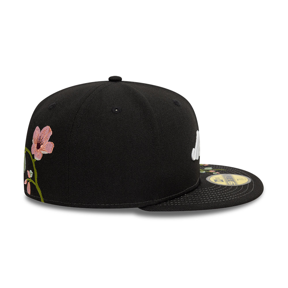 Branded New Era MLB Floral 59Fifty New Era Black/White Official Team Hat Sports Fan Cap Official MLB Team Hat Baseball Fan Cap