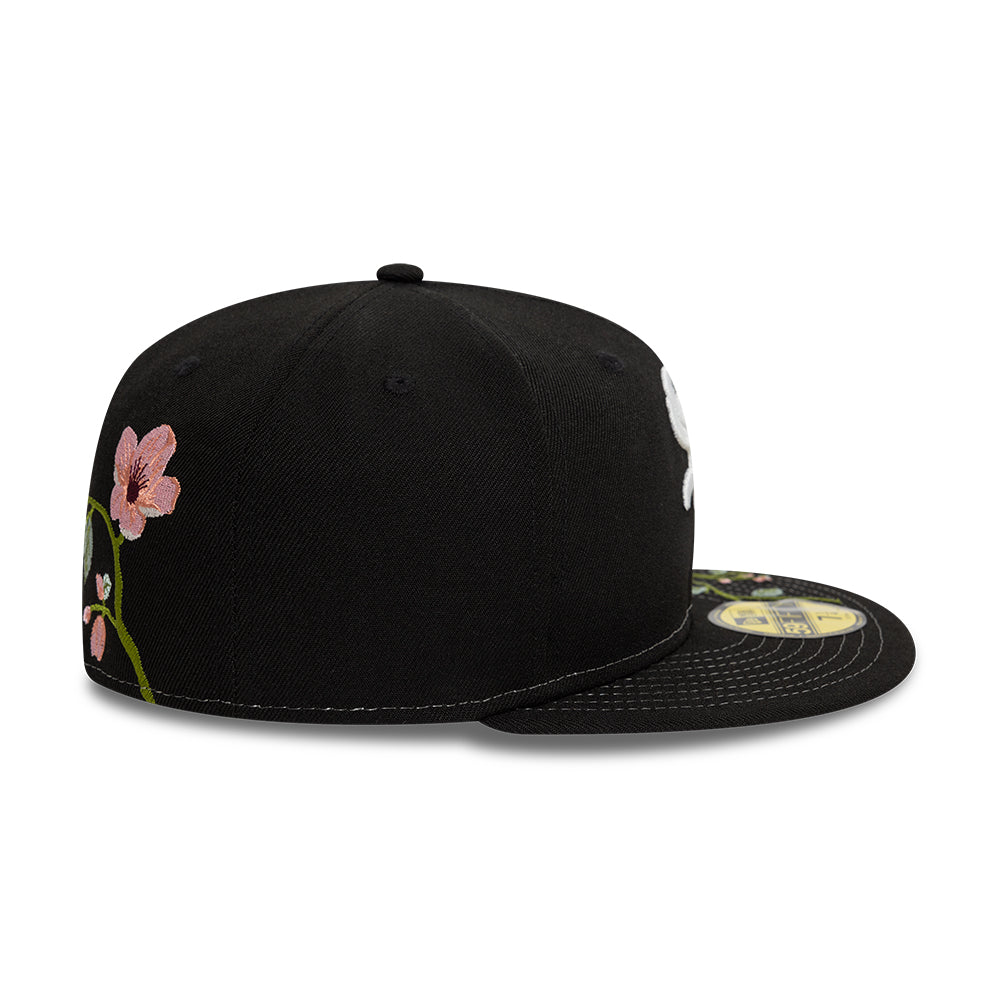 Chicago White Sox MLB Floral 59Fifty New Era Black/White Official Team Hat Sports Fan Cap Official MLB Team Hat Baseball Fan Cap