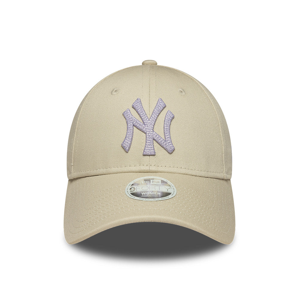 New York Yankees MLB Womens Metallic 9Forty Strapback Beige/Purple Official Team Hat Sports Fan Cap Official MLB Team Hat Baseball Fan Cap
