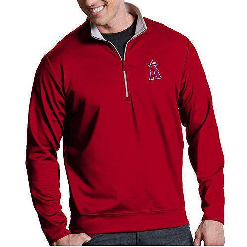 Antigua Men's MLB Los Angeles Angels Leader Red Quarter-Zip Pullover Official Sports Fan Gear MLB Fan Gear Popular Style