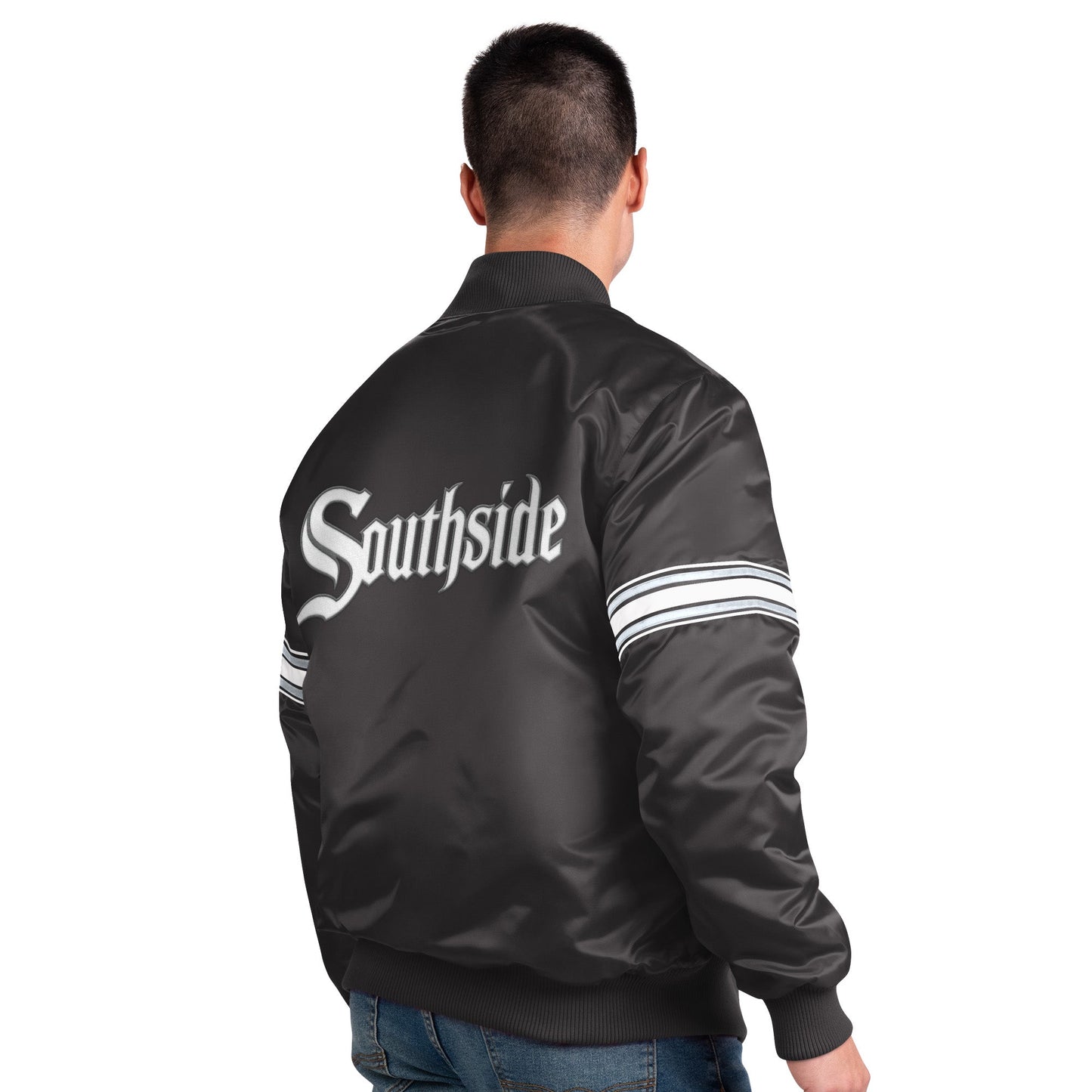 Men's Chicago White Sox City Connect Pick & Roll Starter Satin Jacket-Black Official Sports Fan Gear MLB Fan Gear Popular Style