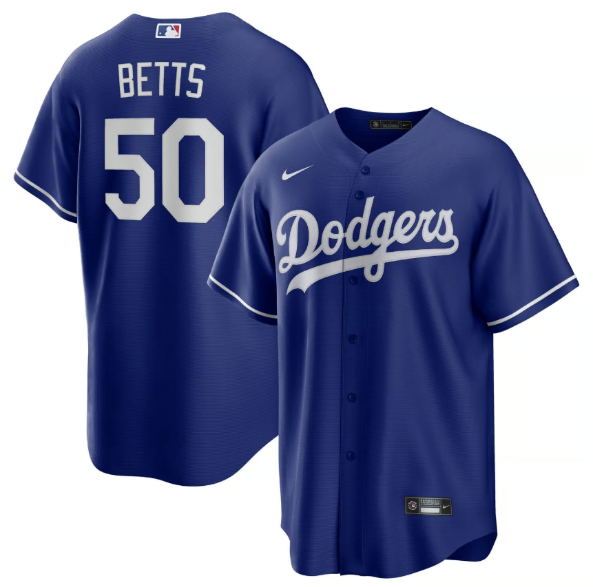 Mookie Betts Los Angeles Dodgers MLB Road Replica Jersey Nike Official Team Jersey Sports Fan Apparel Official MLB Team Jersey Baseball Fan Apparel