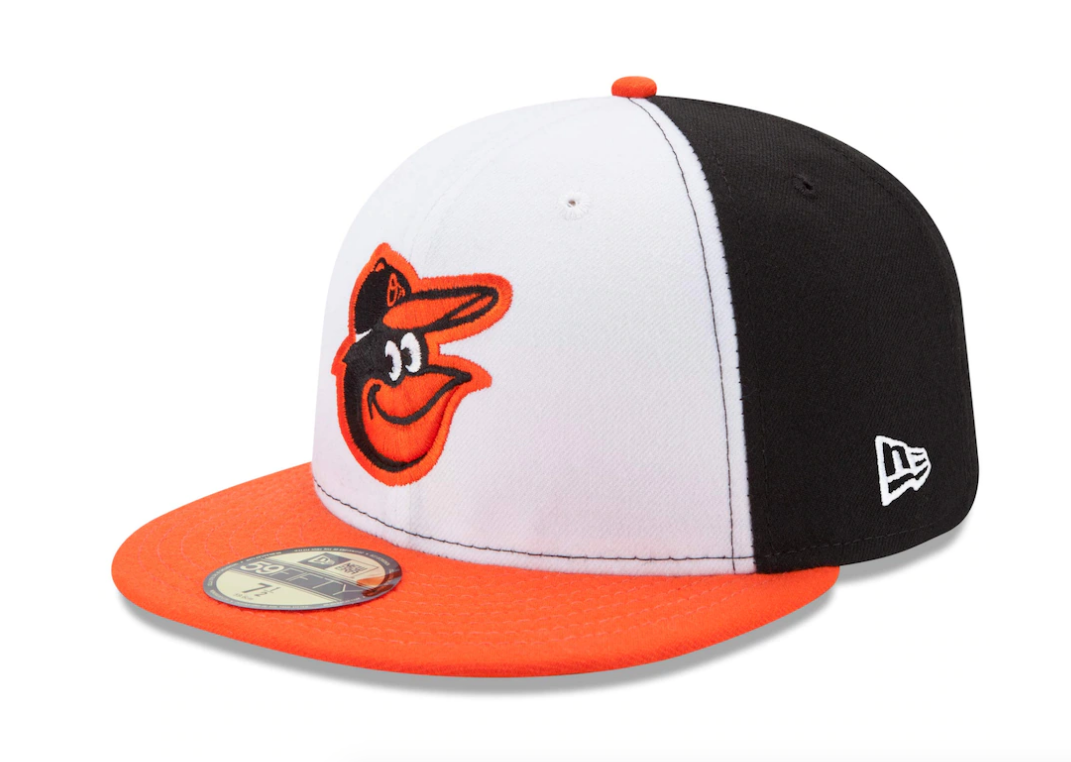 Men's Baltimore Orioles New Era White/Orange Home Authentic Collection On-Field 59FIFTY Fitted Hat Official Team Hat Sports Fan Cap Official MLB Team