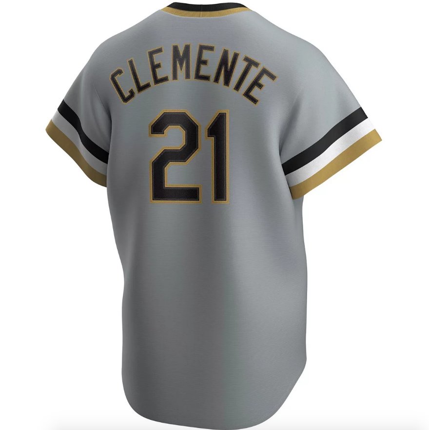 Men's Pittsburgh Pirates Roberto Clemente Nike Road Gray Replica Jersey Official Team Jersey Sports Fan Apparel Official MLB Team Jersey Baseball Fan