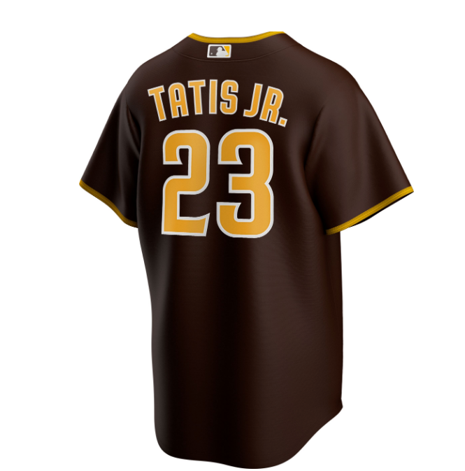 Nike Mens Replica San Diego Padres Fernando Tatis Jr Cool Base Brown Jersey Official MLB Team Jersey Baseball Fan Apparel