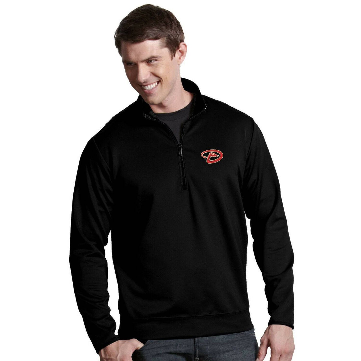Antigua Men's Arizona Diamondbacks Leader Black Quarter-Zip Pullover Official Sports Fan Gear MLB Fan Gear Popular Style