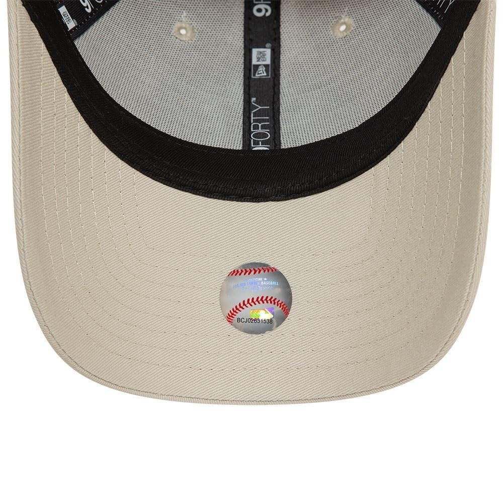 New York Yankees MLB League Essential 9FORTY Strapback New Era Stone/White Official Team Hat Sports Fan Cap Official MLB Team Hat Baseball Fan Cap