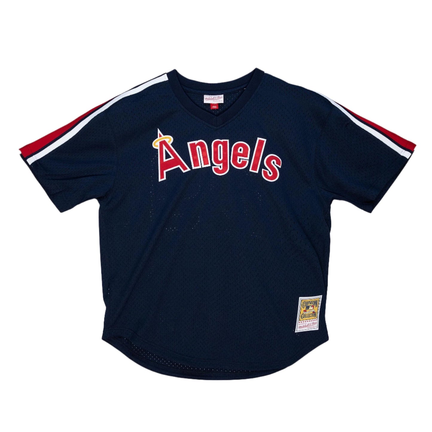 Men's Rod Carew California Angels Mitchell & Ness Cooperstown Collection Mesh Batting Practice Button-Up Jersey - Navy Official Team Jersey Sports Fan