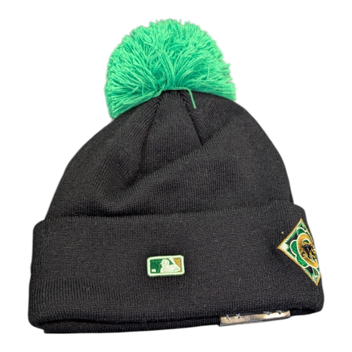 Chicago Cubs New Era Black St. Patrick's Day Cuffed Knit Hat with Pom Official Team Hat Sports Fan Cap Official MLB Team Hat Baseball Fan Cap