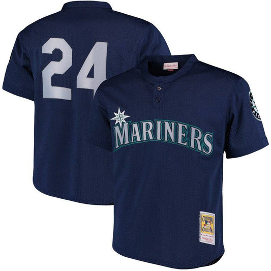 Men's Seattle Mariners Ken Griffey Jr. 1995 Mitchell & Ness Navy Cooperstown Collection Mesh Batting Practice Jersey Official Team Jersey Sports Fan A