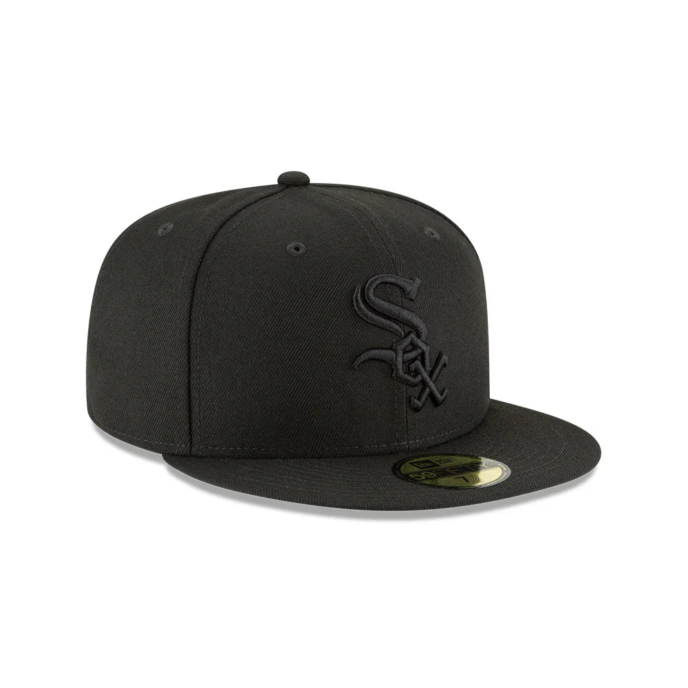 Men's Chicago White Sox New Era Tonal Black On Black 59FIFTY Fitted Hat Official Team Hat Sports Fan Cap Official MLB Team Hat Baseball Fan Cap