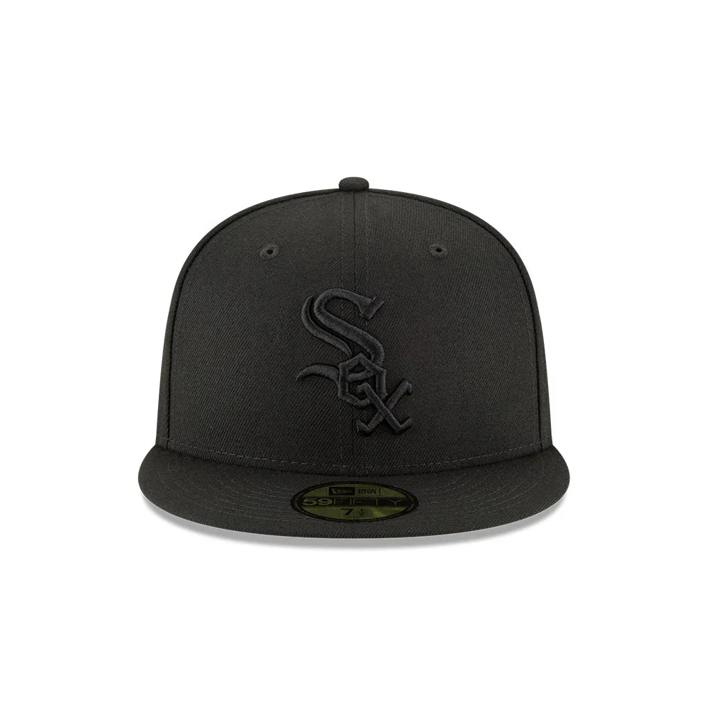 Men's Chicago White Sox New Era Tonal Black On Black 59FIFTY Fitted Hat Official Team Hat Sports Fan Cap Official MLB Team Hat Baseball Fan Cap