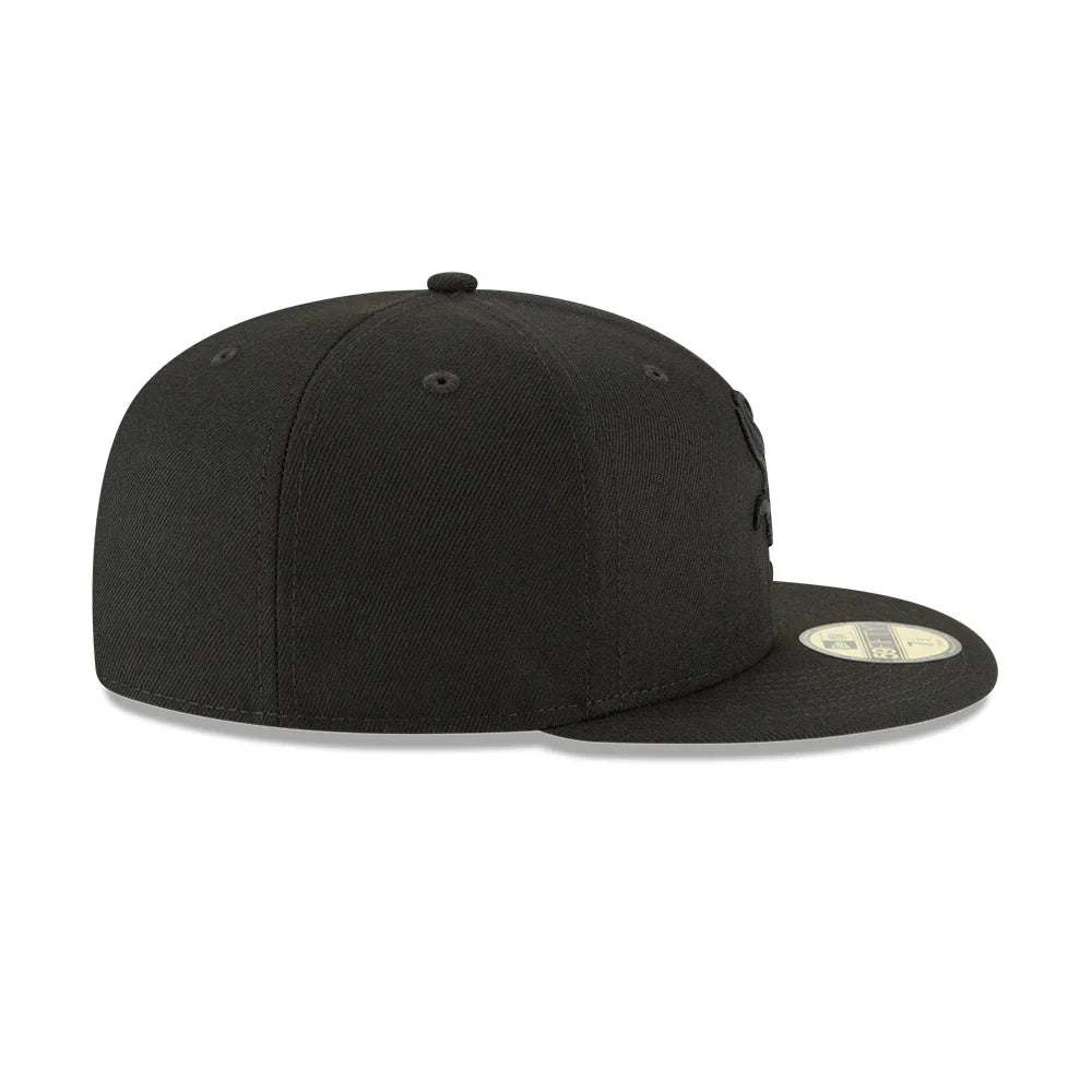 Men's Chicago White Sox New Era Tonal Black On Black 59FIFTY Fitted Hat Official Team Hat Sports Fan Cap Official MLB Team Hat Baseball Fan Cap