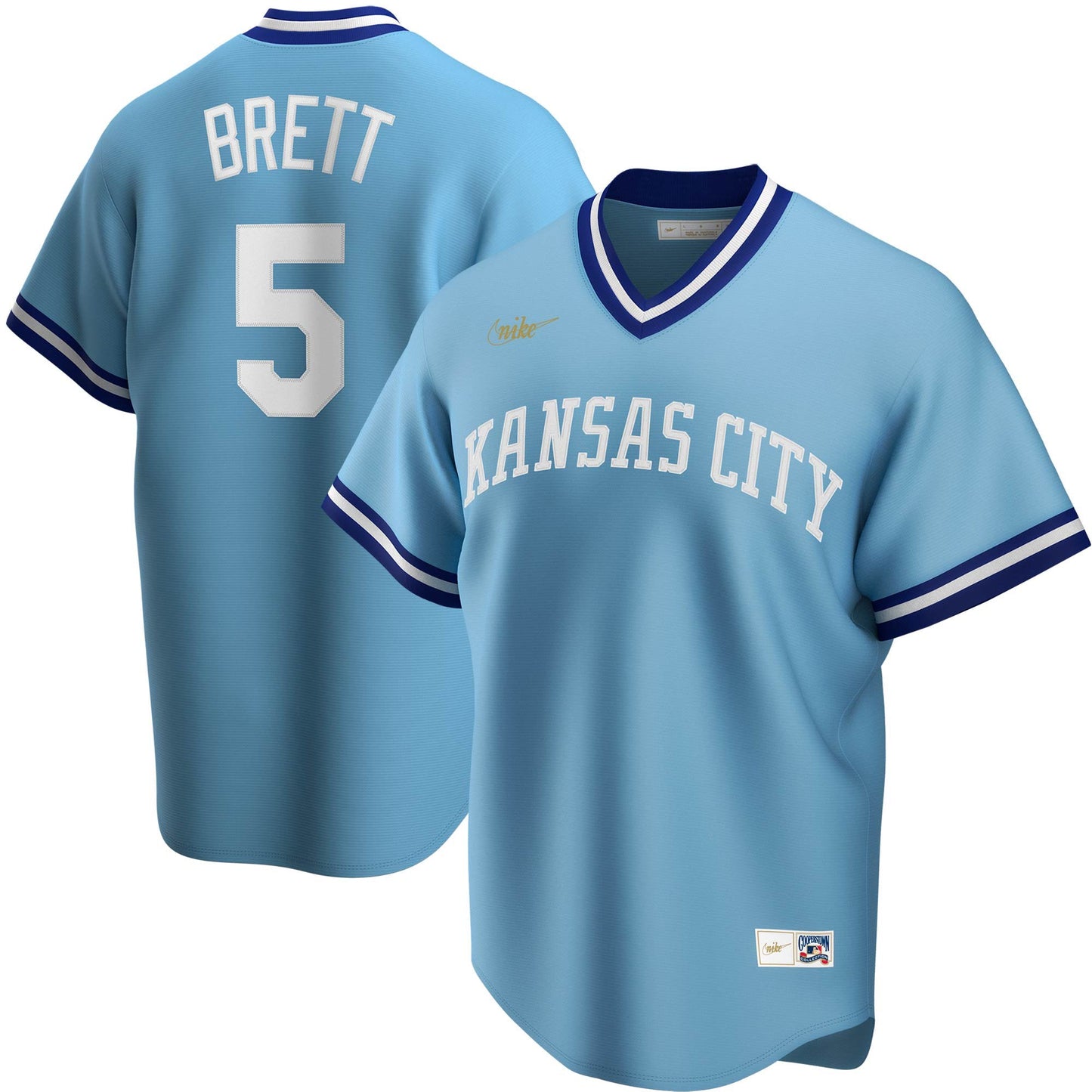 Men's Kansas City Royals George Brett Nike Light Blue Road Cooperstown Collection Team Jersey Official Team Jersey Sports Fan Apparel Official MLB Tea