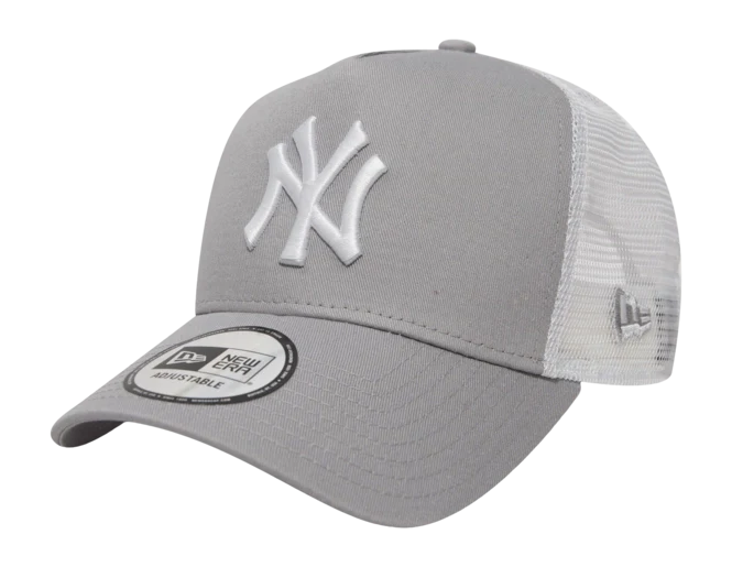 New York Yankees MLB League Essential A-Frame Trucker Snapback New Era Gray/White Official Team Hat Sports Fan Cap Official MLB Team Hat Baseball Fan