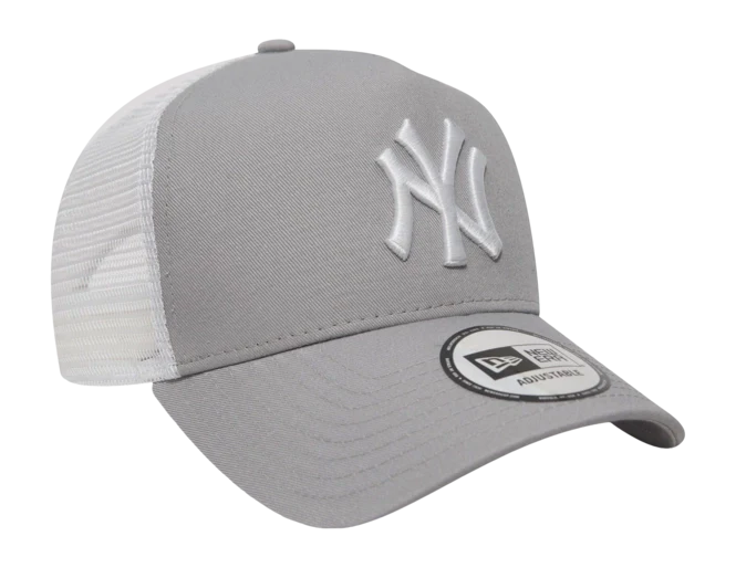 New York Yankees MLB League Essential A-Frame Trucker Snapback New Era Gray/White Official Team Hat Sports Fan Cap Official MLB Team Hat Baseball Fan