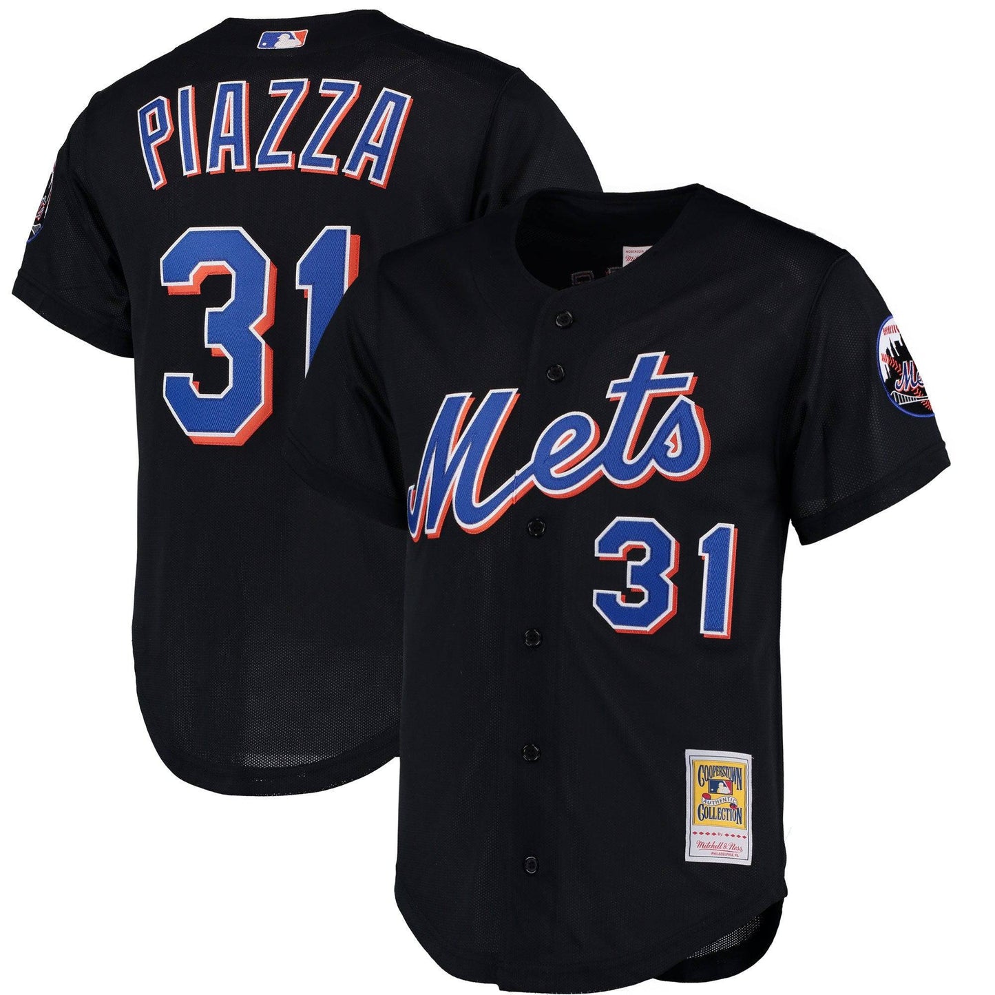 Men's New York Mets Mike Piazza Mitchell & Ness Black Cooperstown Collection Mesh Batting Practice Jersey Official Team Jersey Sports Fan Apparel Offi