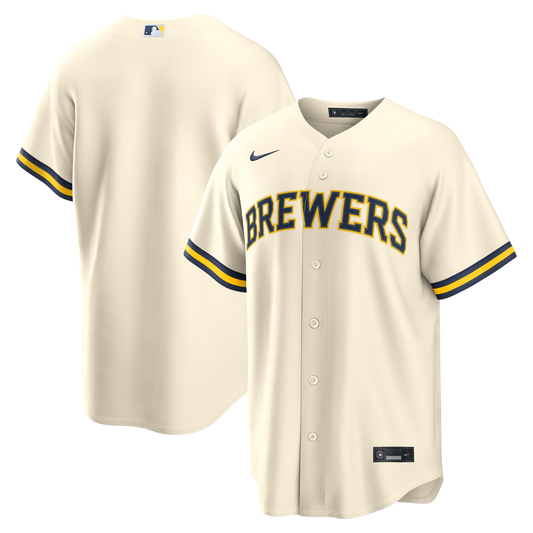 Men's Milwaukee Brewers Nike Cream Home Replica Team Jersey Official Team Jersey Sports Fan Apparel Official MLB Team Jersey Baseball Fan Apparel