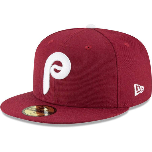 Men's Philadelphia Phillies New Era Maroon Cooperstown Collection Wool 59FIFTY Fitted Hat Official Team Hat Sports Fan Cap Official MLB Team Hat Baseb