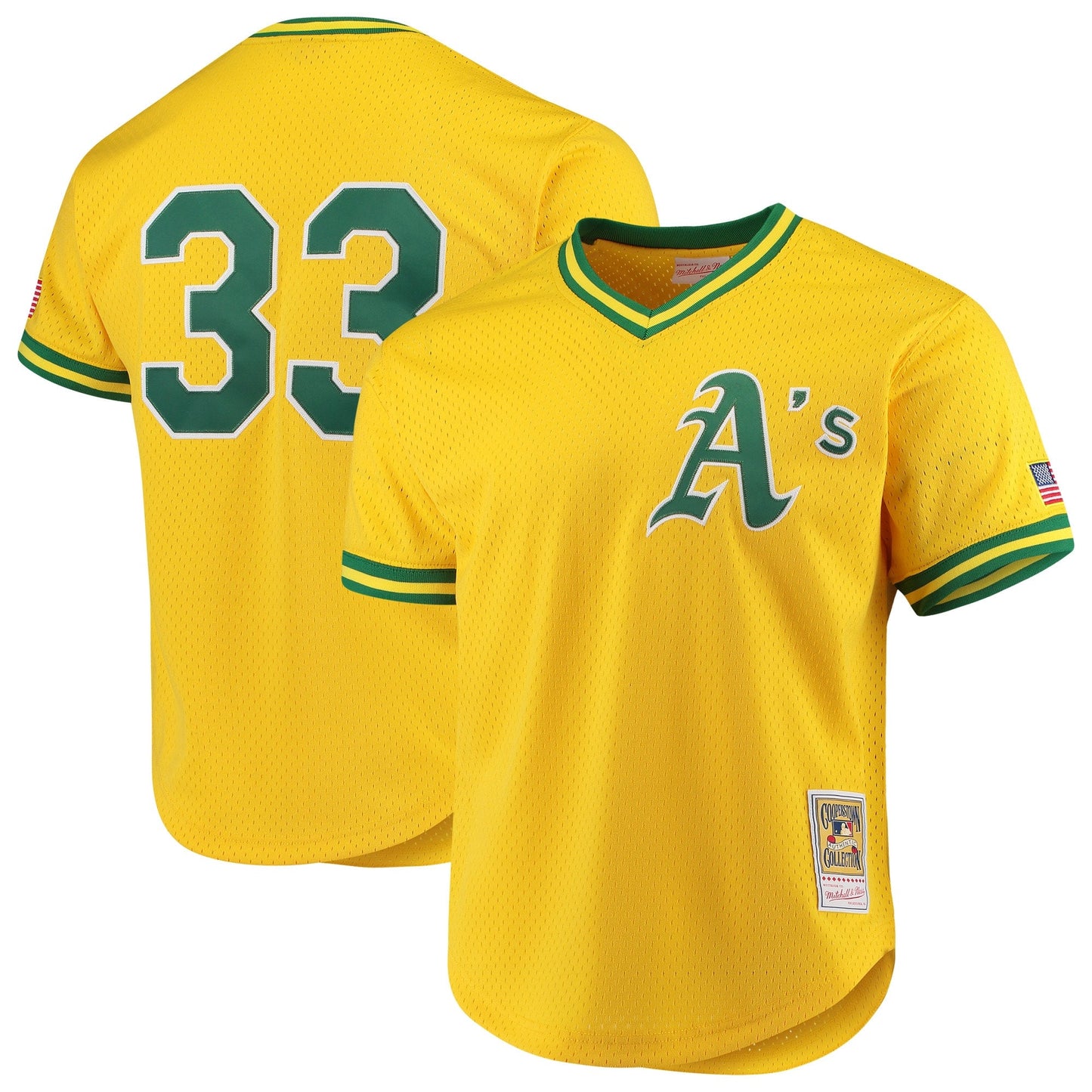 Mitchell & Ness Oakland Athletics Jose Canseco 1990 Cooperstown Collection Authentic Practice Jersey - Yellow Official Team Jersey Sports Fan Apparel