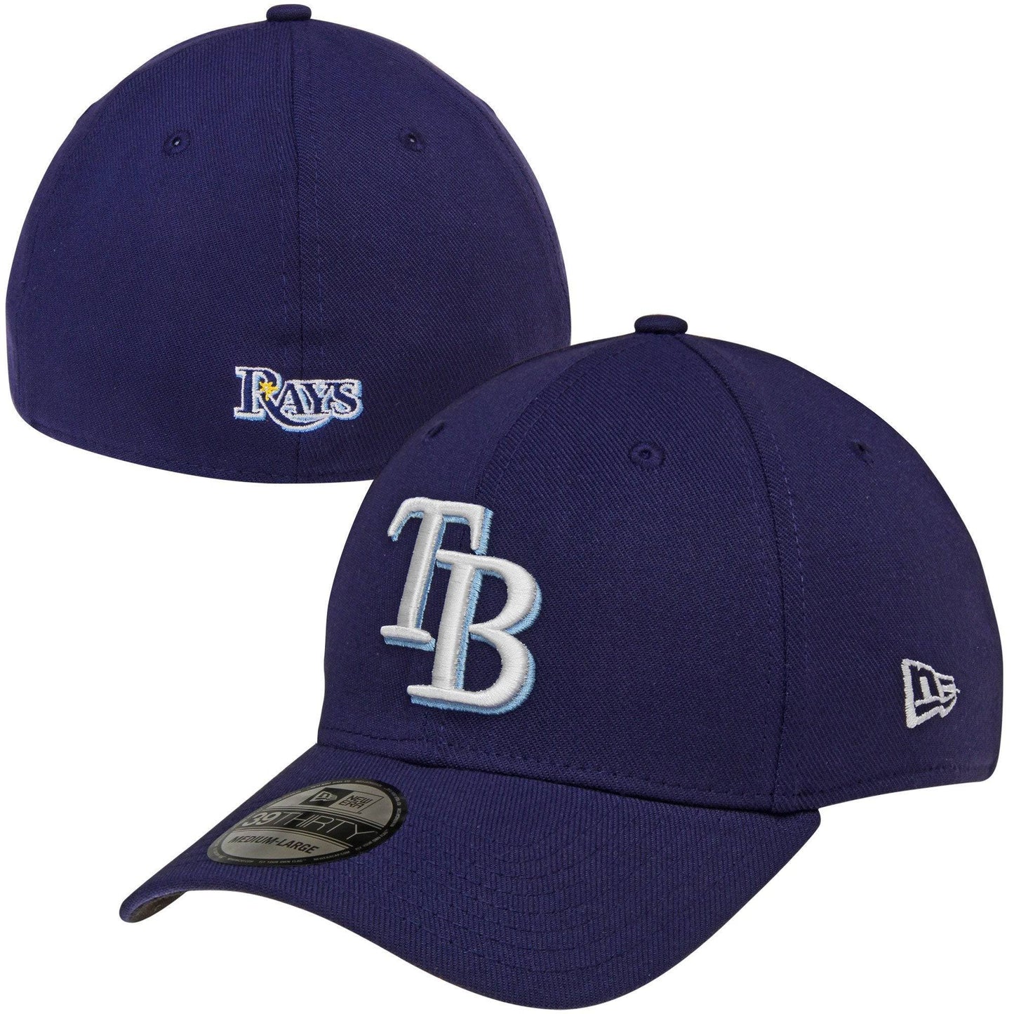 Men's Tampa Bay Rays New Era Navy MLB Team Classic 39THIRTY Flex Hat Official Team Hat Sports Fan Cap Official MLB Team Hat Baseball Fan Cap