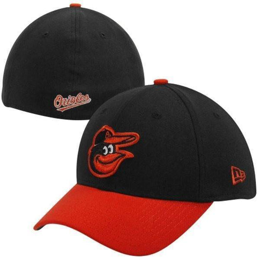 New Era Baltimore Orioles Black/Orange Team Classic Road 39THIRTY Flex Cap Official Team Hat Sports Fan Cap Official MLB Team Hat Baseball Fan Cap