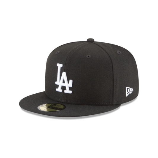 Los Angeles Dodgers MLB Basic 59FIFTY Fitted New Era Black/White Official Team Hat Sports Fan Cap Official MLB Team Hat Baseball Fan Cap