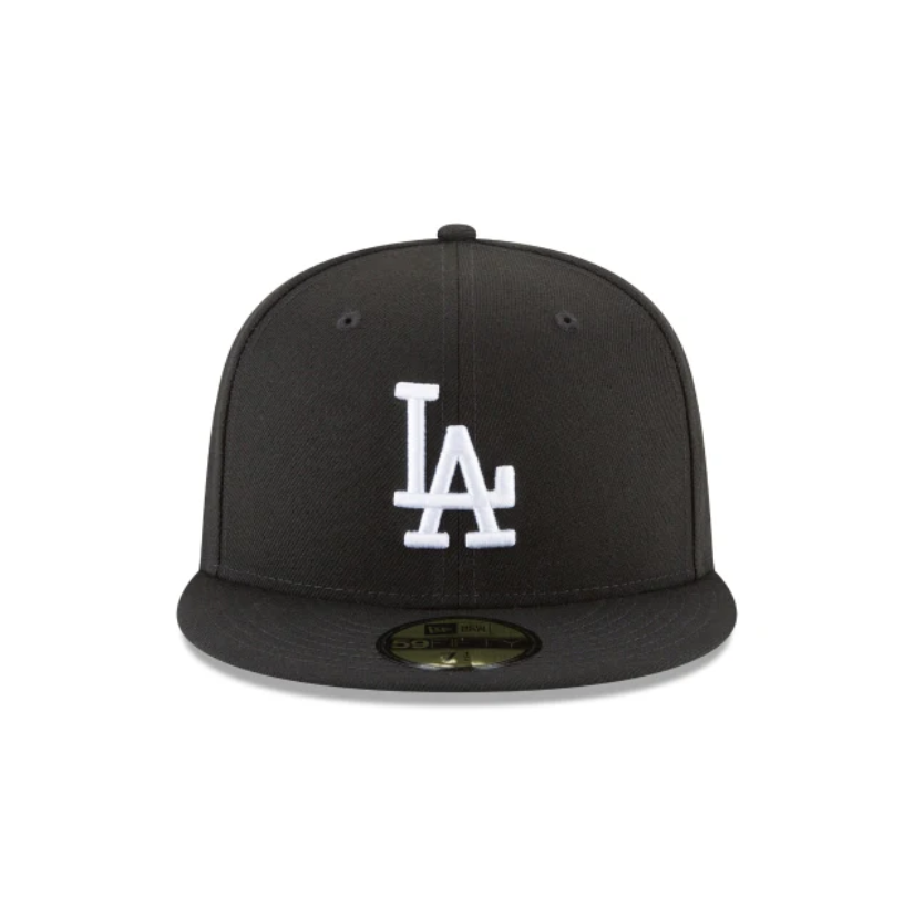 Los Angeles Dodgers MLB Basic 59FIFTY Fitted New Era Black/White Official Team Hat Sports Fan Cap Official MLB Team Hat Baseball Fan Cap