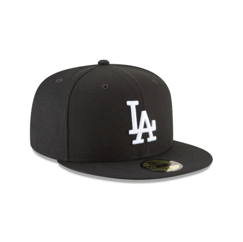 Los Angeles Dodgers MLB Basic 59FIFTY Fitted New Era Black/White Official Team Hat Sports Fan Cap Official MLB Team Hat Baseball Fan Cap