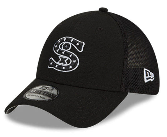 Men's Chicago White Sox New Era Black Batting Practice 39THIRTY Flex-Fit Hat Official Team Hat Sports Fan Cap Official MLB Team Hat Baseball Fan Cap