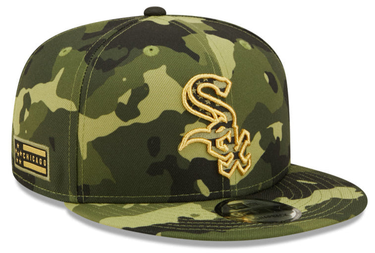 Men's Chicago White Sox New Era 2022 Armed Forces Day Camo 9FIFTY Snapback Adjustable Hat Official Team Hat Sports Fan Cap Official MLB Team Hat Baseb