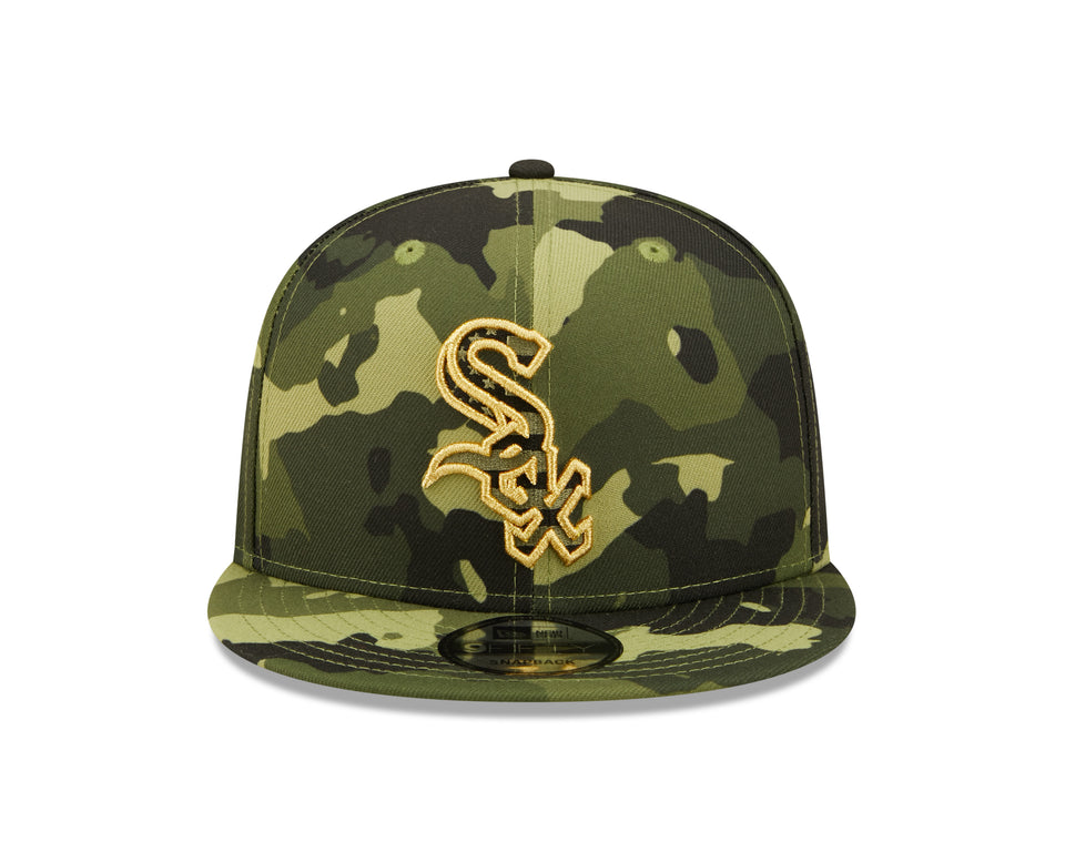 Men's Chicago White Sox New Era 2022 Armed Forces Day Camo 9FIFTY Snapback Adjustable Hat Official Team Hat Sports Fan Cap Official MLB Team Hat Baseb