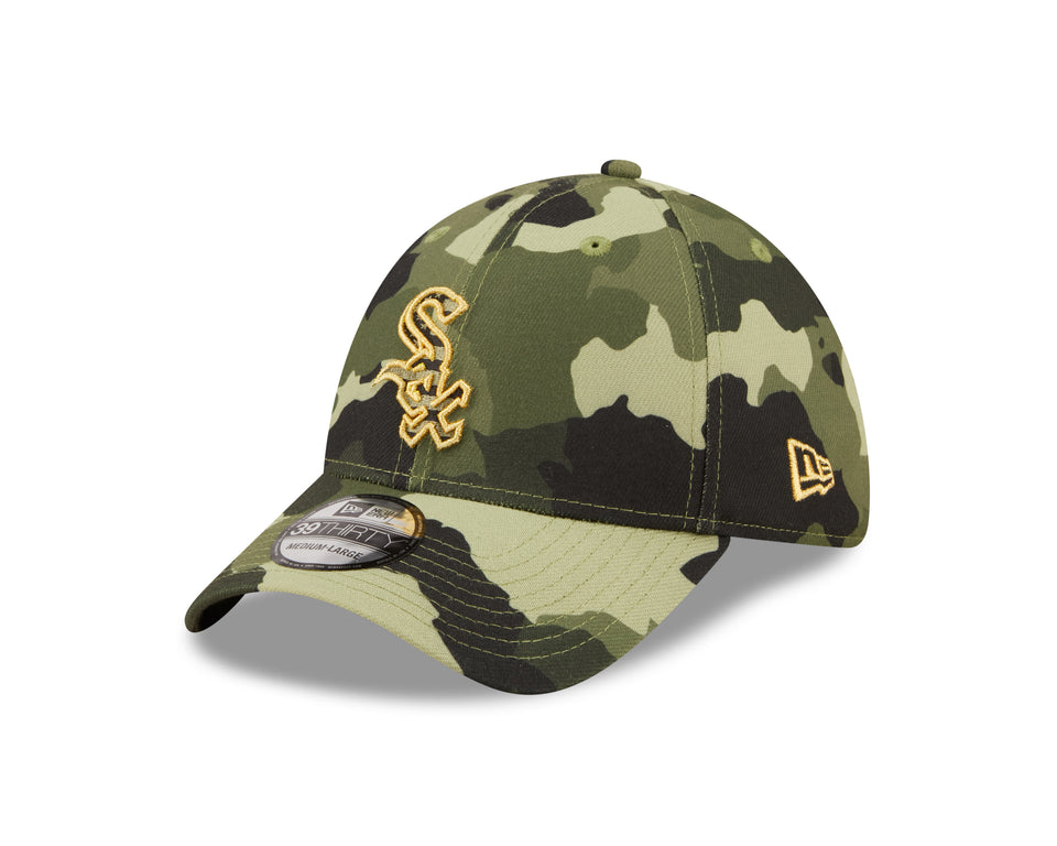 Men's Chicago White Sox New Era Camo 2022 Armed Forces Day 39THIRTY Flex Hat Official Team Hat Sports Fan Cap Official MLB Team Hat Baseball Fan Cap