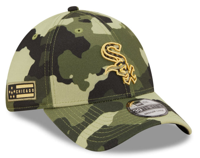 Men's Chicago White Sox New Era Camo 2022 Armed Forces Day 39THIRTY Flex Hat Official Team Hat Sports Fan Cap Official MLB Team Hat Baseball Fan Cap