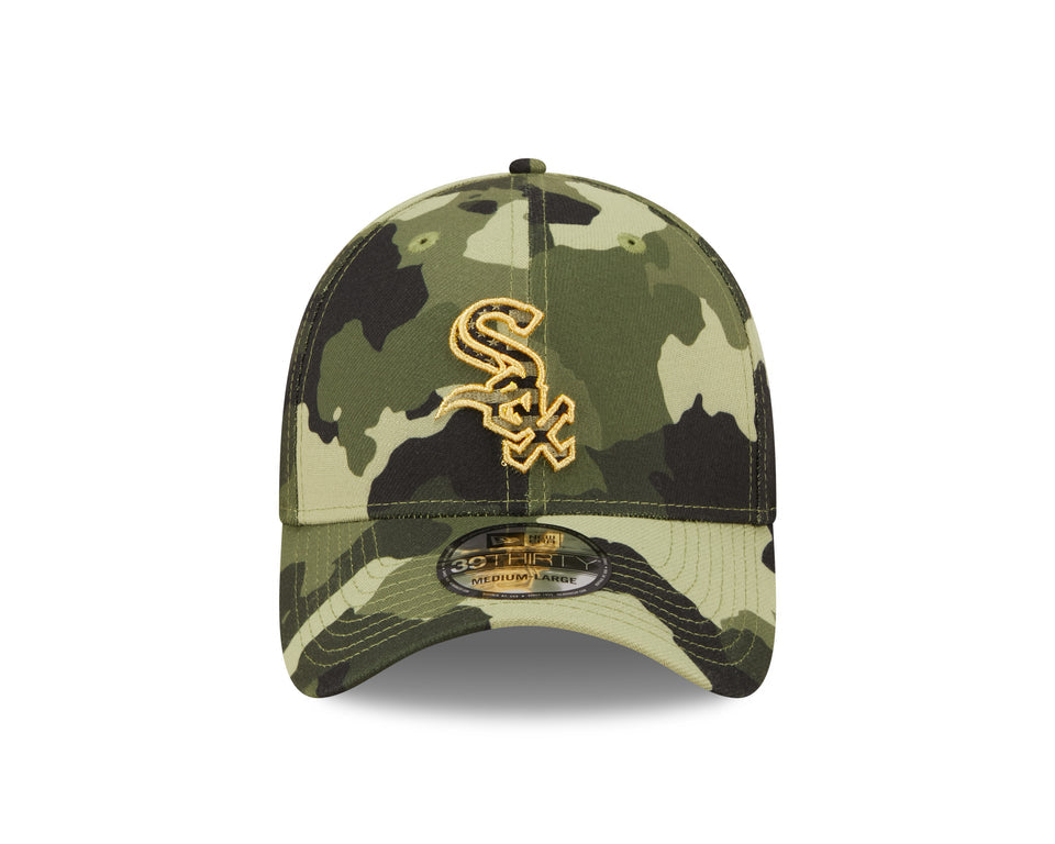 Men's Chicago White Sox New Era Camo 2022 Armed Forces Day 39THIRTY Flex Hat Official Team Hat Sports Fan Cap Official MLB Team Hat Baseball Fan Cap