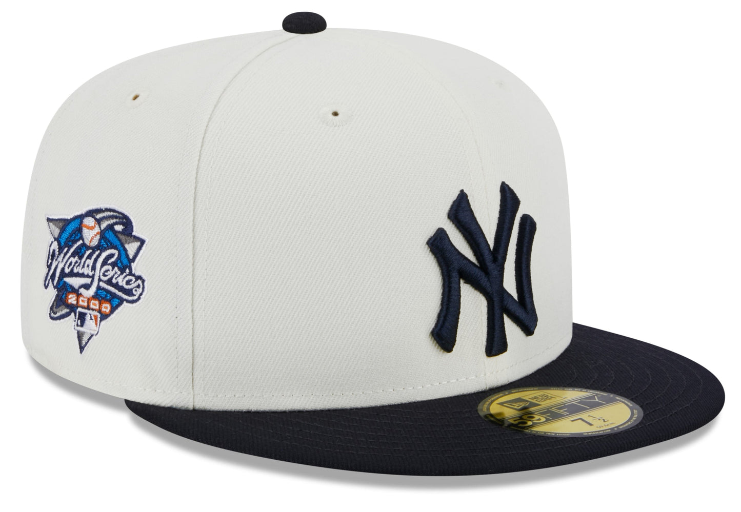 New York Yankees 2000 World Series Cream/Navy New Era Retro 59FIFTY Fitted Hat Official Team Hat Sports Fan Cap Official MLB Team Hat Baseball Fan Cap