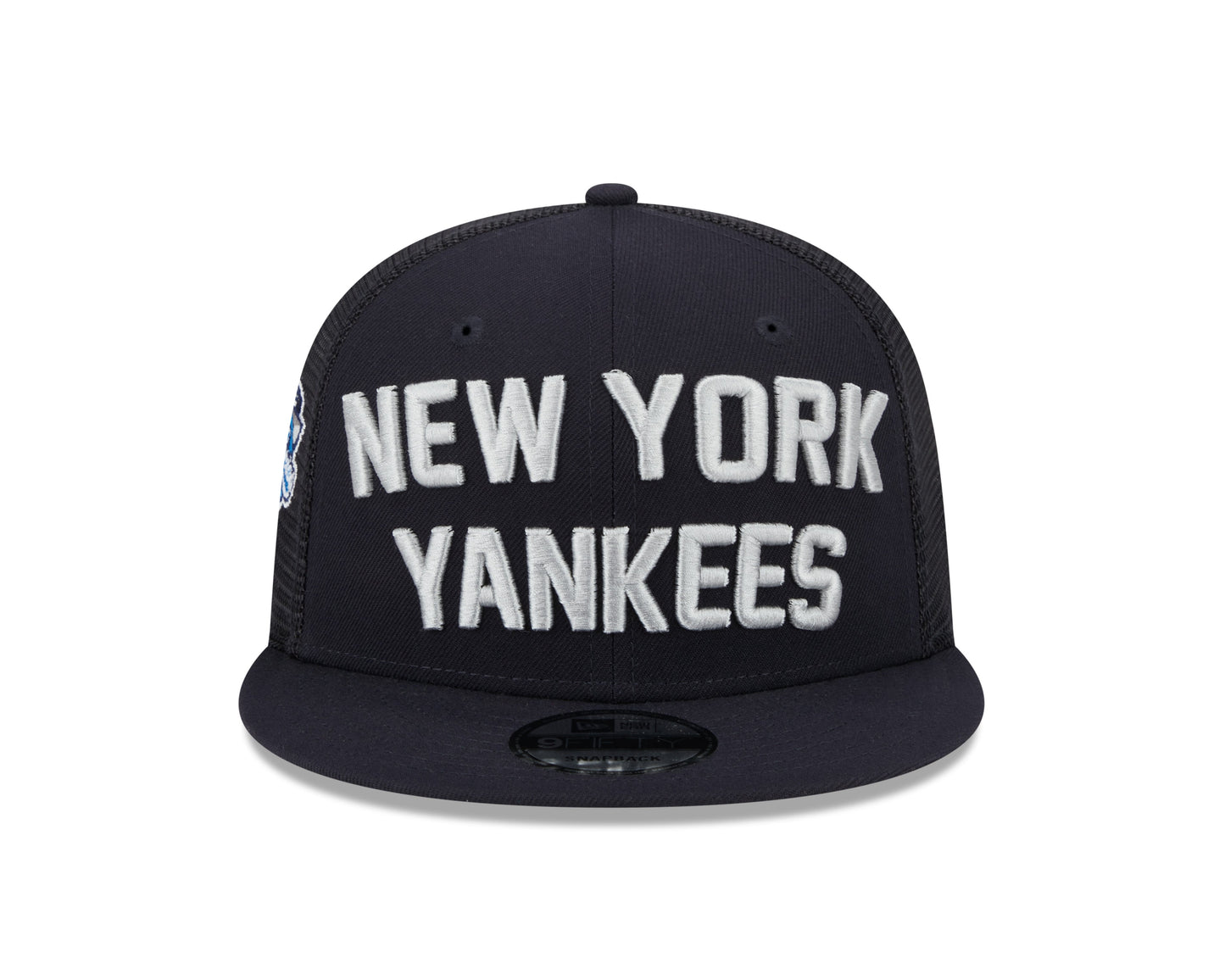 New York Yankees New Era Navy Stacked 9FIFTY Mesh Trucker Snapback Hat Official Team Hat Sports Fan Cap Official MLB Team Hat Baseball Fan Cap