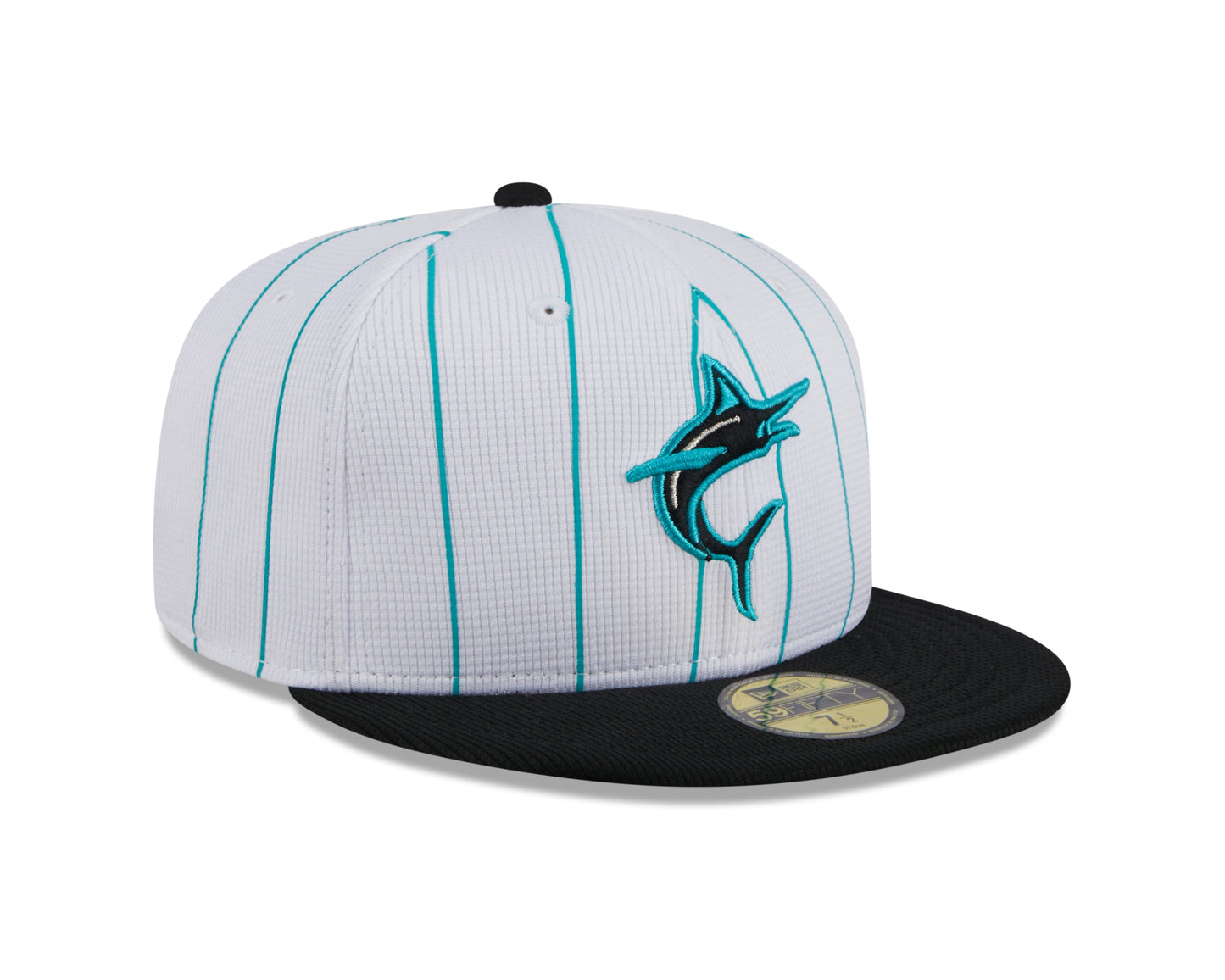 Men's Miami Marlins White 2024 Batting Practice 59FIFTY Fitted Hat Official Team Hat Sports Fan Cap Official MLB Team Hat Baseball Fan Cap