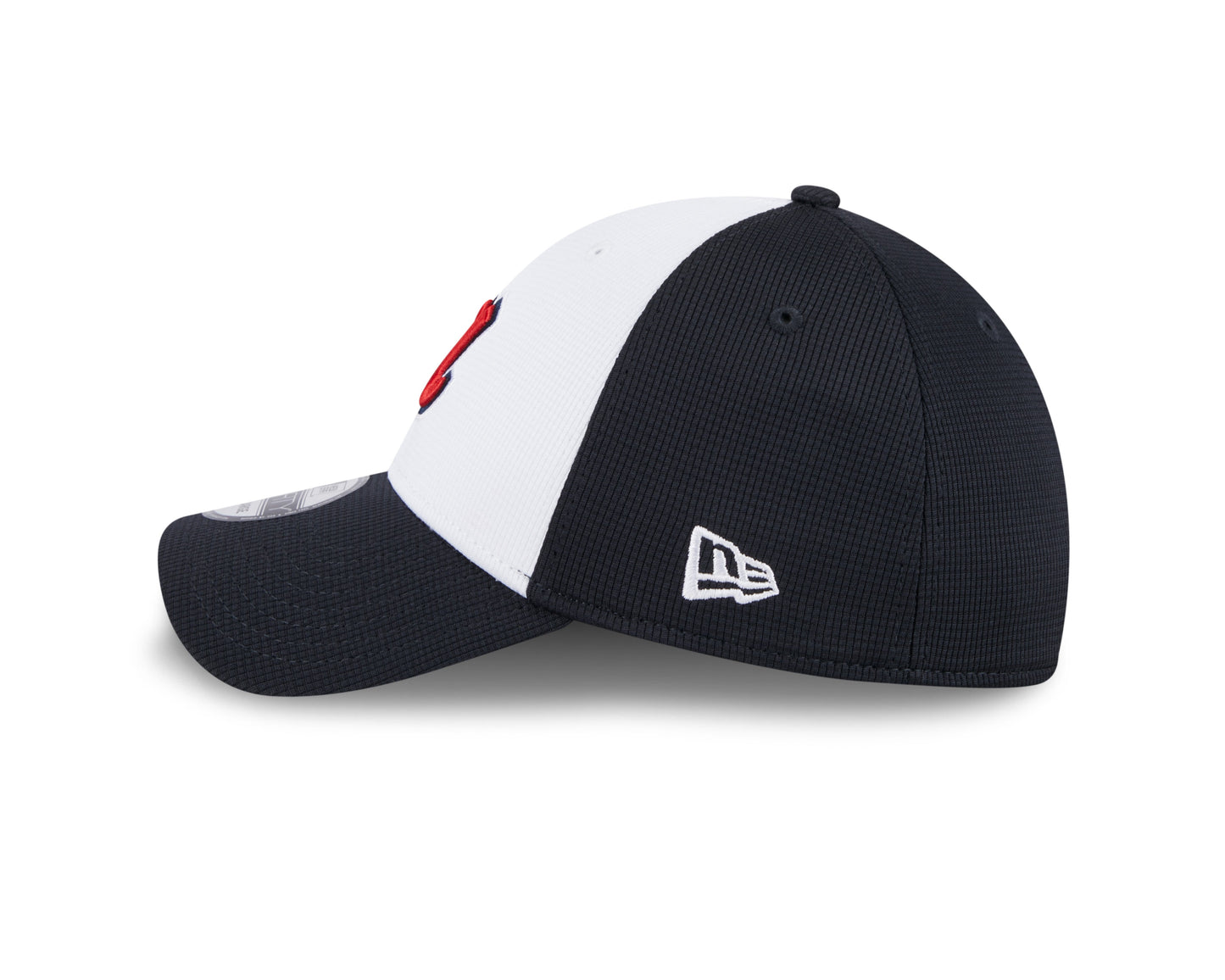 Mens New Era Atlanta Braves White/Navy 2024 Batting Practice 39Thirty Flex Fit Cap Official Team Hat Sports Fan Cap Official MLB Team Hat Baseball Fan