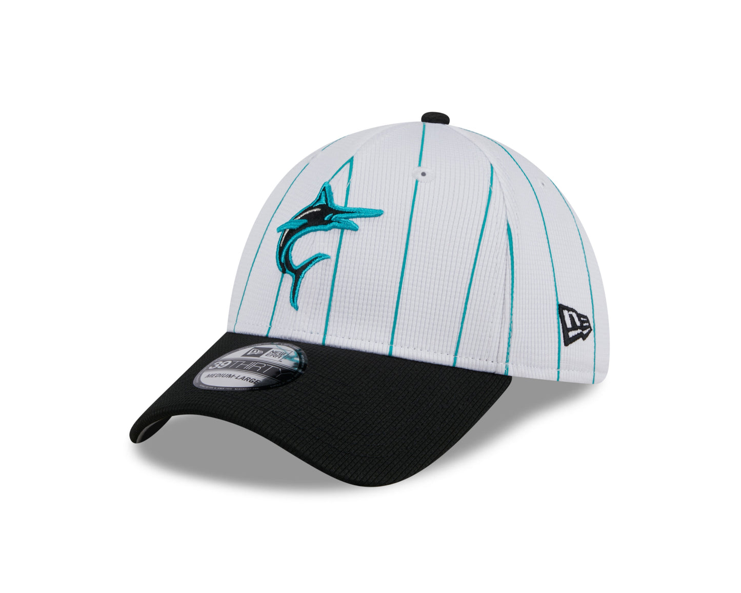 Men's Miami Marlins New Era 2024 Batting Practice White/Black 39THIRTY Flex-Fit Hat Official Team Hat Sports Fan Cap Official MLB Team Hat Baseball Fa