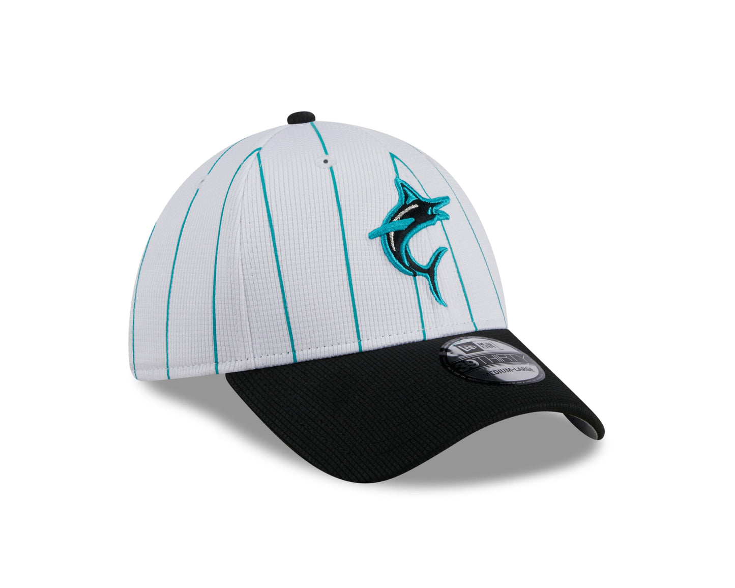Men's Miami Marlins New Era 2024 Batting Practice White/Black 39THIRTY Flex-Fit Hat Official Team Hat Sports Fan Cap Official MLB Team Hat Baseball Fa