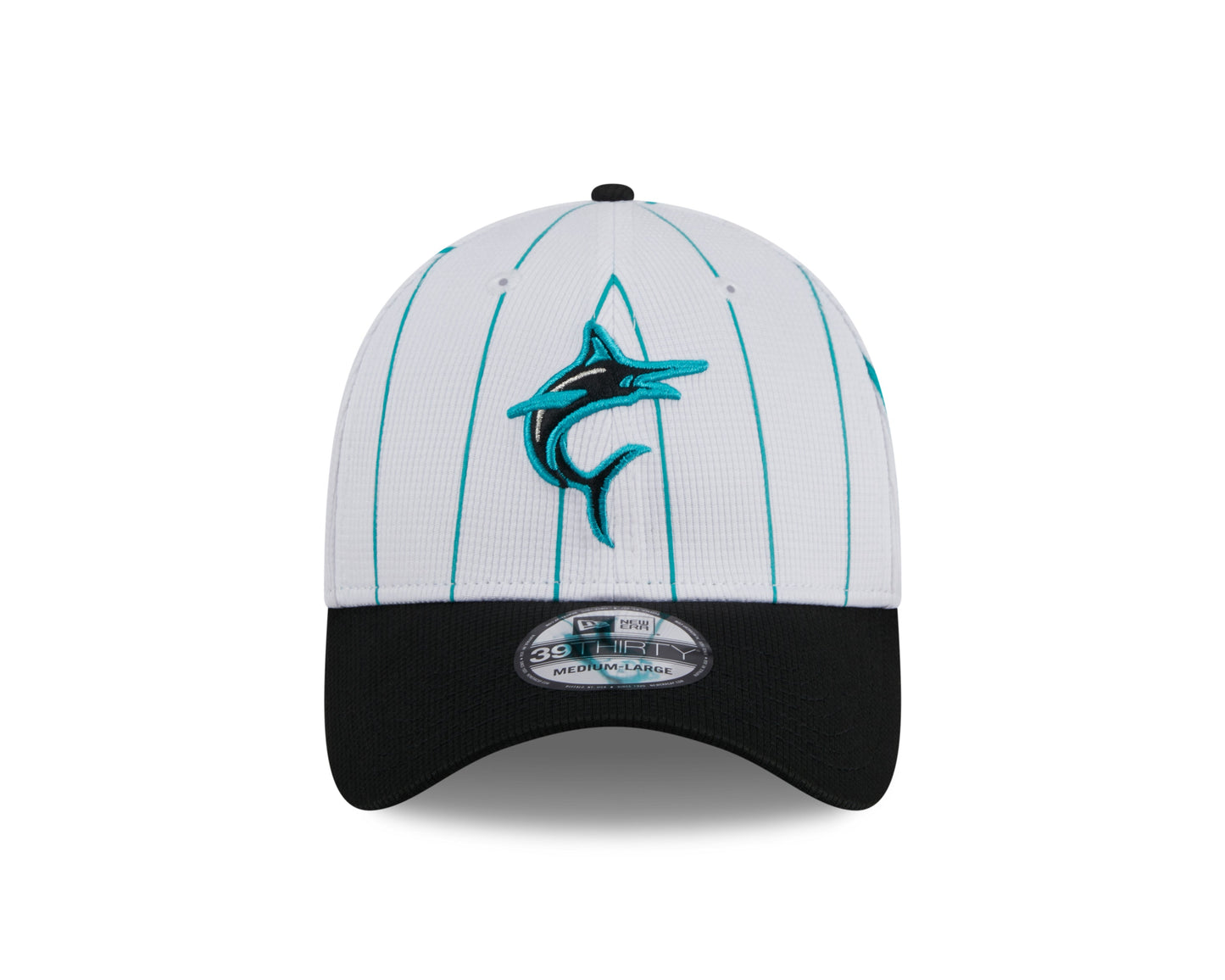 Men's Miami Marlins New Era 2024 Batting Practice White/Black 39THIRTY Flex-Fit Hat Official Team Hat Sports Fan Cap Official MLB Team Hat Baseball Fa