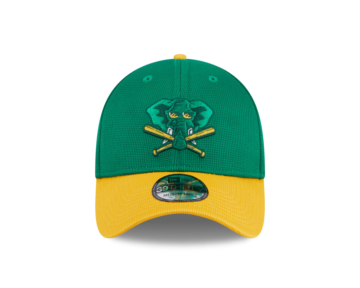 Men's Oakland Athletics New Era 2024 Batting Practice Green/Yellow 39THIRTY Flex-Fit Hat Official Team Hat Sports Fan Cap Official MLB Team Hat Baseba