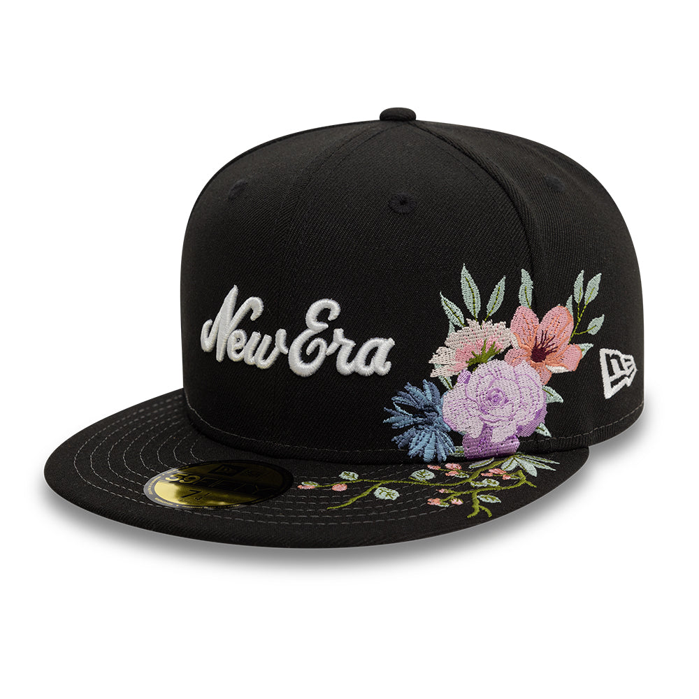 Branded New Era MLB Floral 59Fifty New Era Black/White Official Team Hat Sports Fan Cap Official MLB Team Hat Baseball Fan Cap