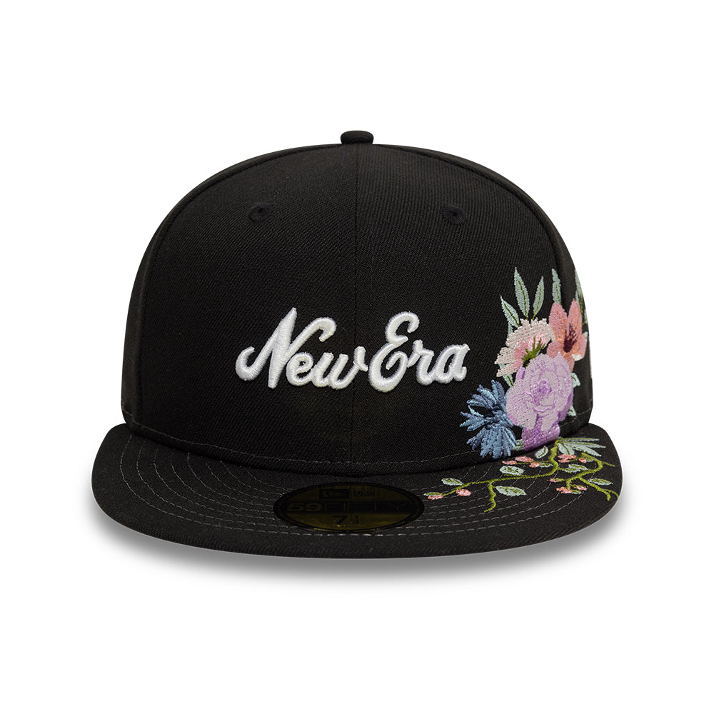 Branded New Era MLB Floral 59Fifty New Era Black/White Official Team Hat Sports Fan Cap Official MLB Team Hat Baseball Fan Cap
