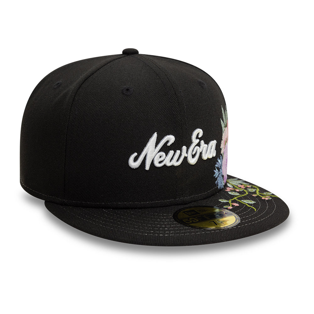 Branded New Era MLB Floral 59Fifty New Era Black/White Official Team Hat Sports Fan Cap Official MLB Team Hat Baseball Fan Cap