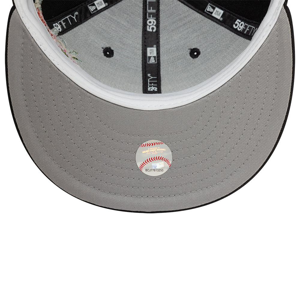 Branded New Era MLB Floral 59Fifty New Era Black/White Official Team Hat Sports Fan Cap Official MLB Team Hat Baseball Fan Cap